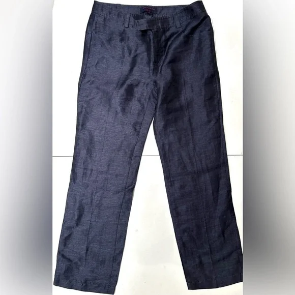 EQ:IQ navy linen pants made in Italy - Picture 3 of 11